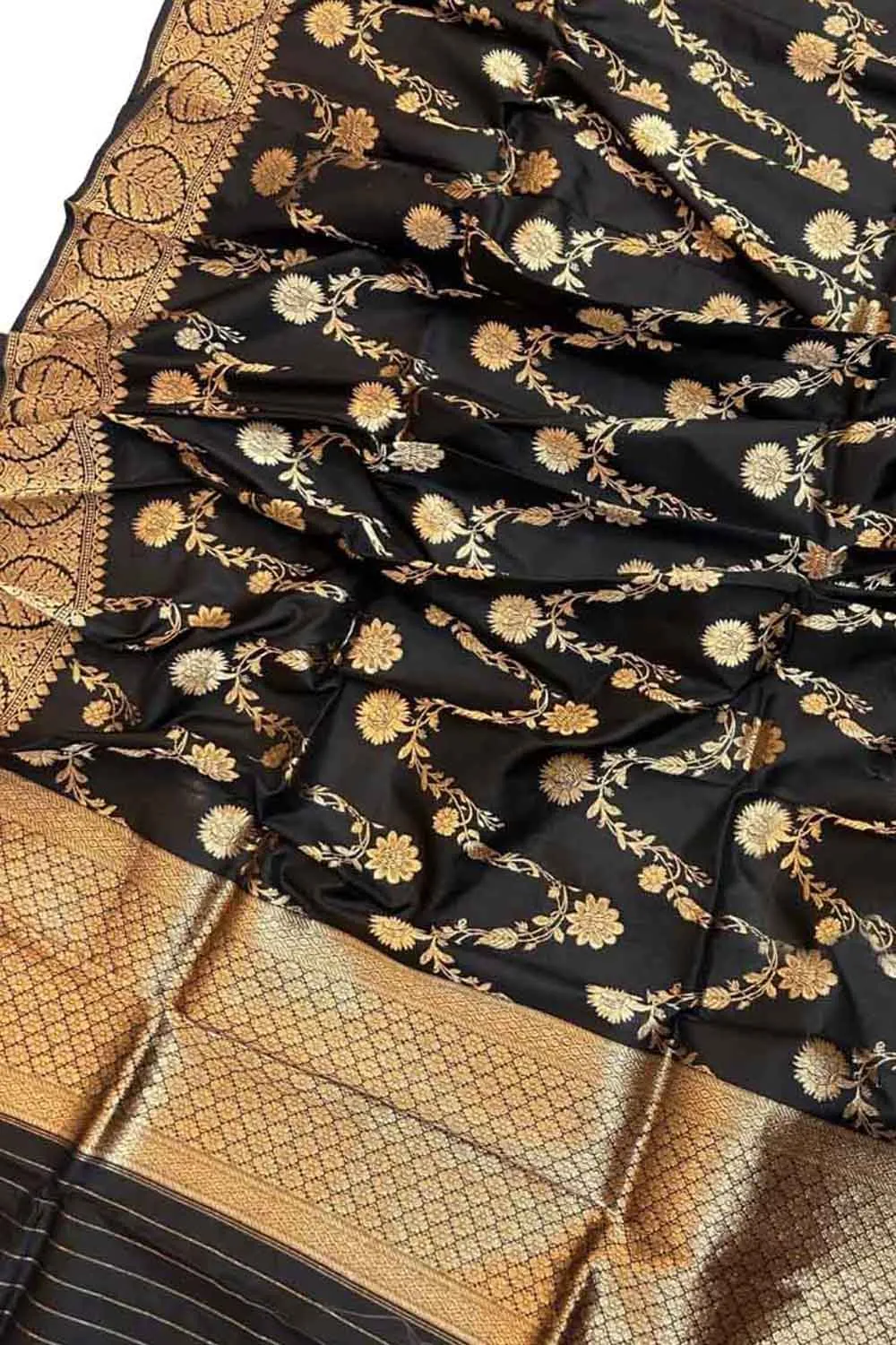 Exquisite Black Banarasi Silk Jaal Dupatta