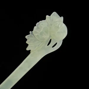 Exquisite Hand Carved Xiu Jade Hair Stick Yulan