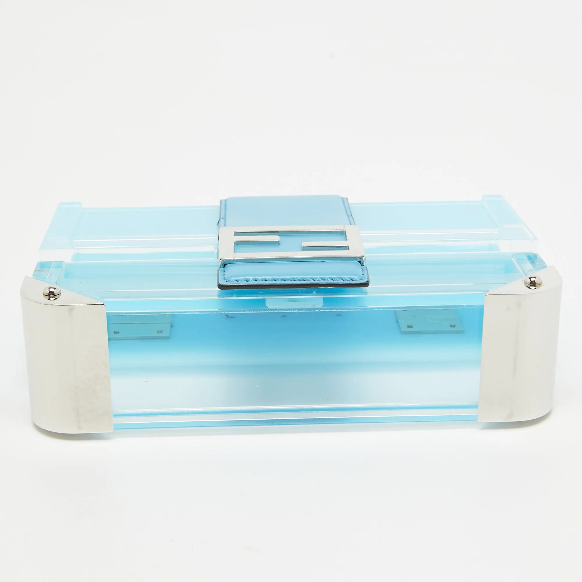 Fendi Ombre Blue Plexiglass And Leather Mini Trunk Baguette