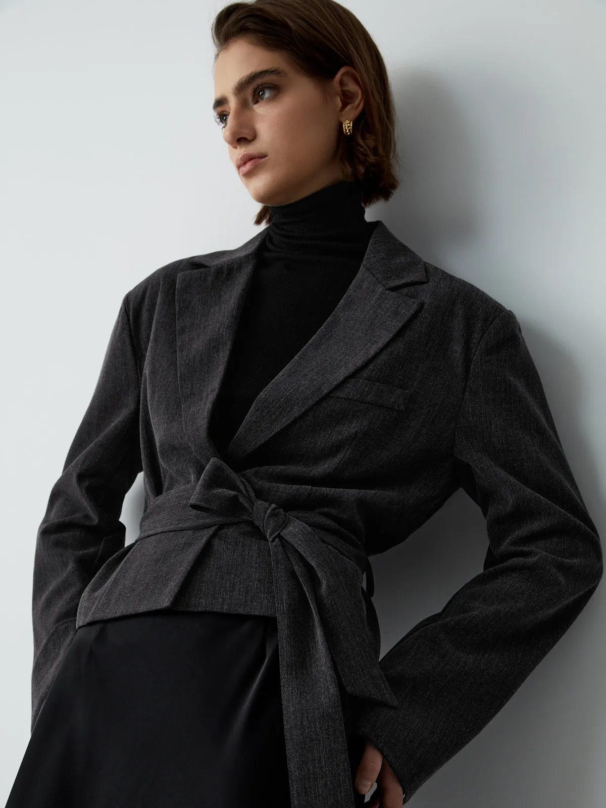 First Choice Graceful Belted Crop Blazer