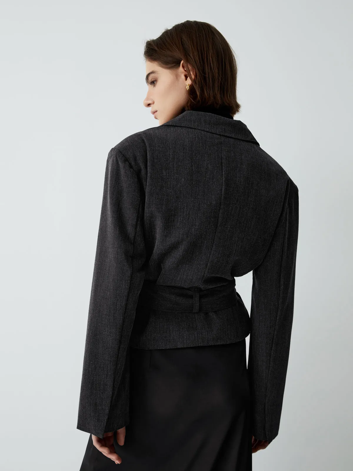 First Choice Graceful Belted Crop Blazer