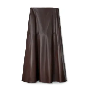 Fit and Flair Leather Skirt IN: Brown