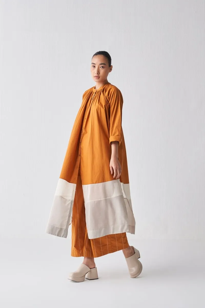 Gathered Neck Shirt Co ord - Rust