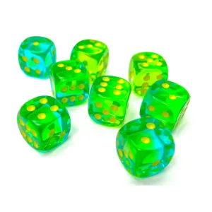 Gemini 12mm d6 Translucent Green-Teal/yellow Dice Block (36 dice)