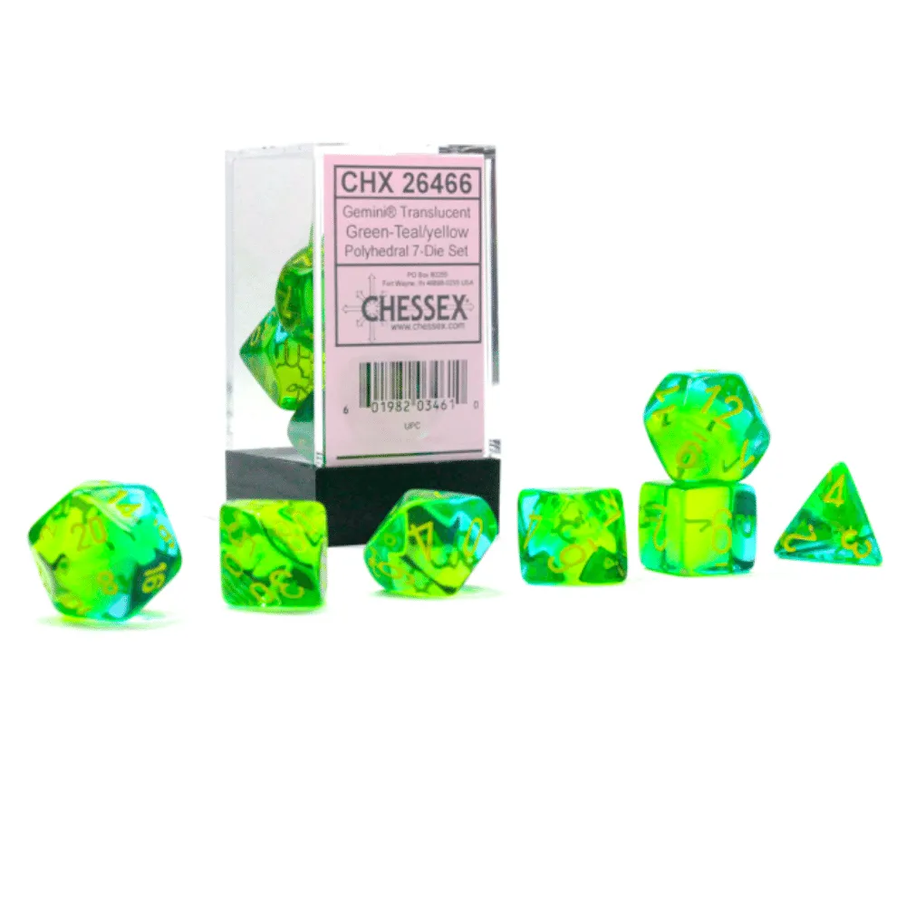 Gemini Polyhedral Translucent Green-Teal/yellow 7-Die Set