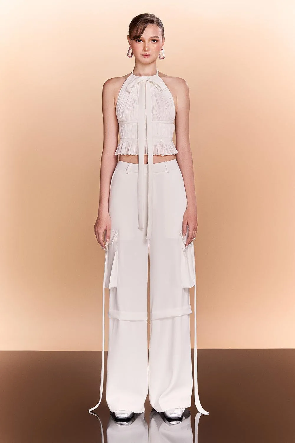Genesis Gathered Halter Neck Chiffon Top