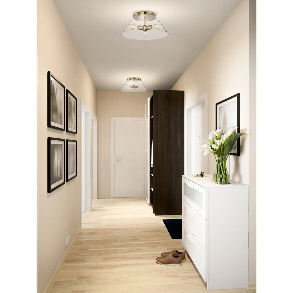 GLASS DOVER 3 LIGHT LARGE FLUSH