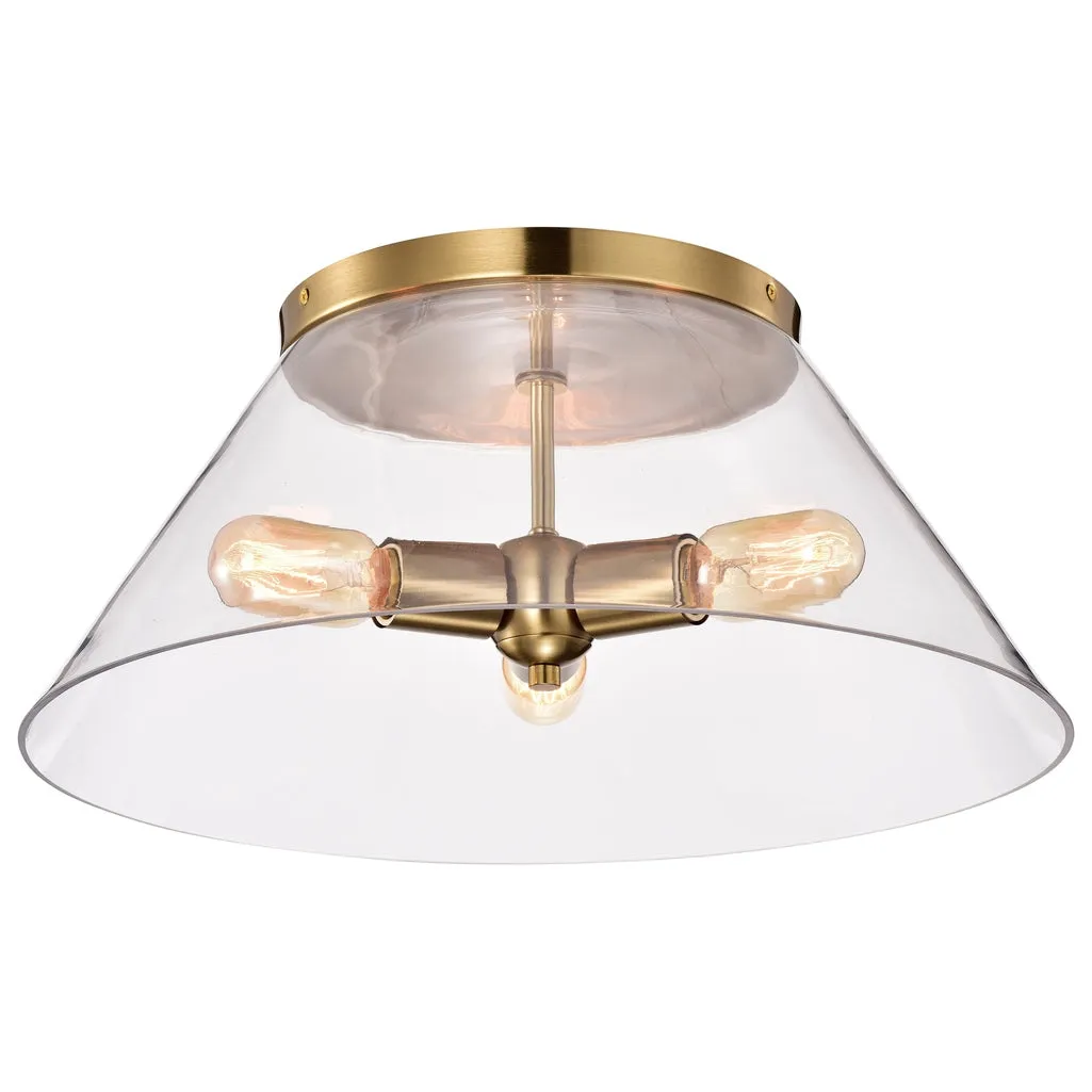 GLASS DOVER 3 LIGHT LARGE FLUSH