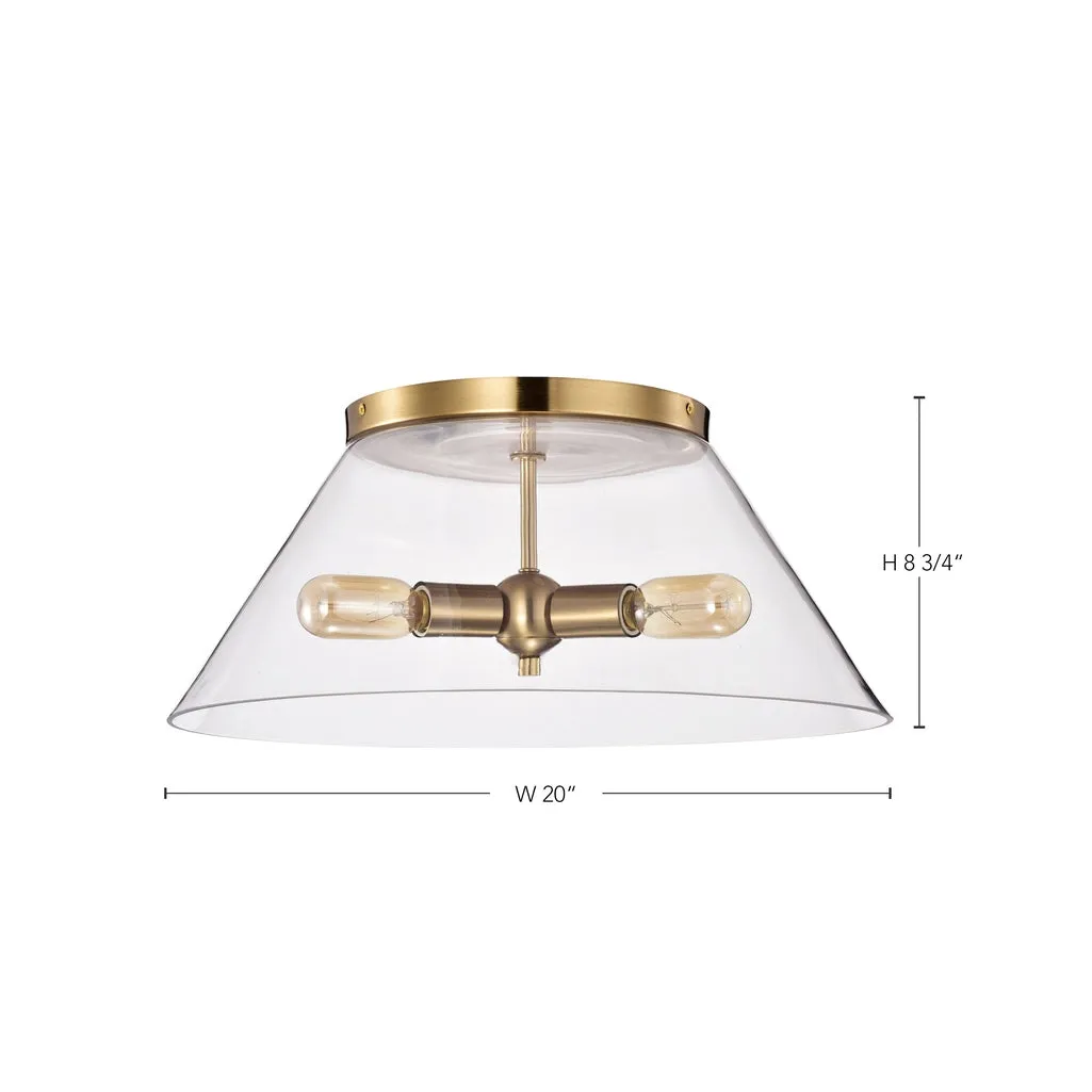 GLASS DOVER 3 LIGHT LARGE FLUSH