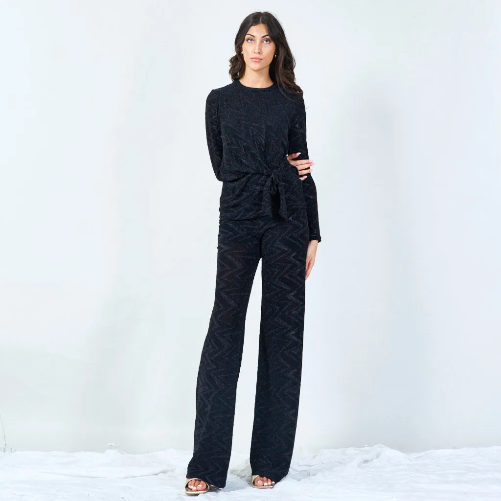 Glitter zigzag wide-leg pants wholesale