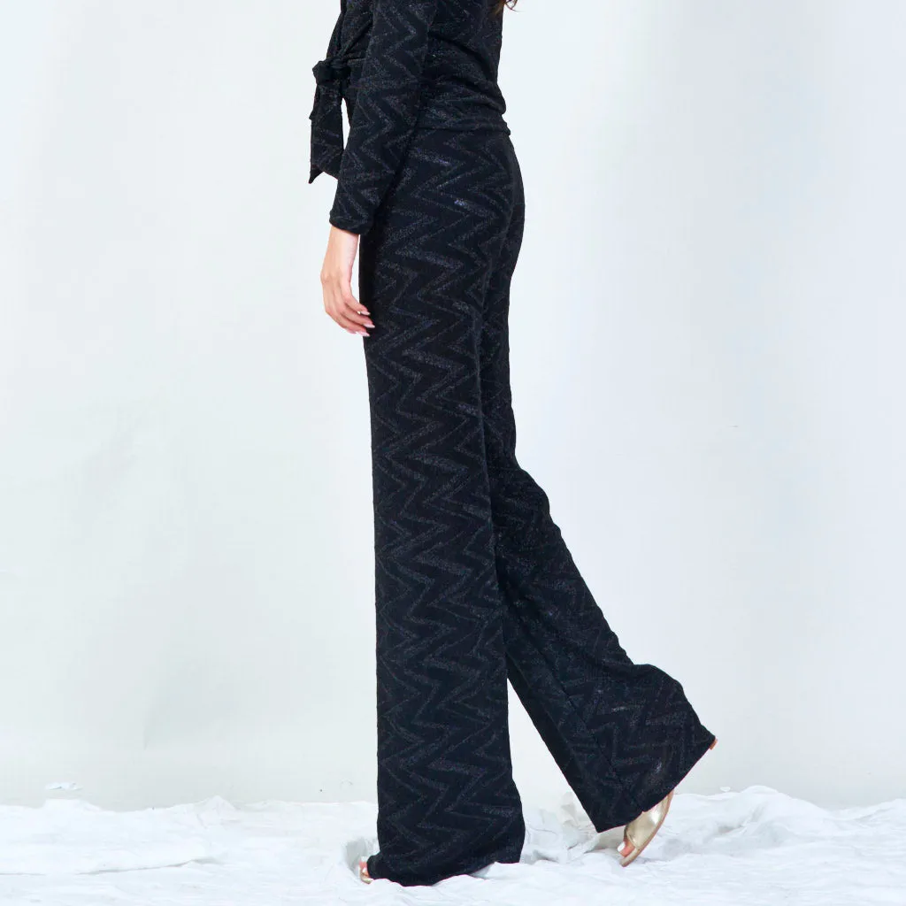 Glitter zigzag wide-leg pants wholesale