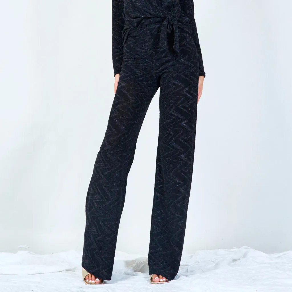 Glitter zigzag wide-leg pants wholesale
