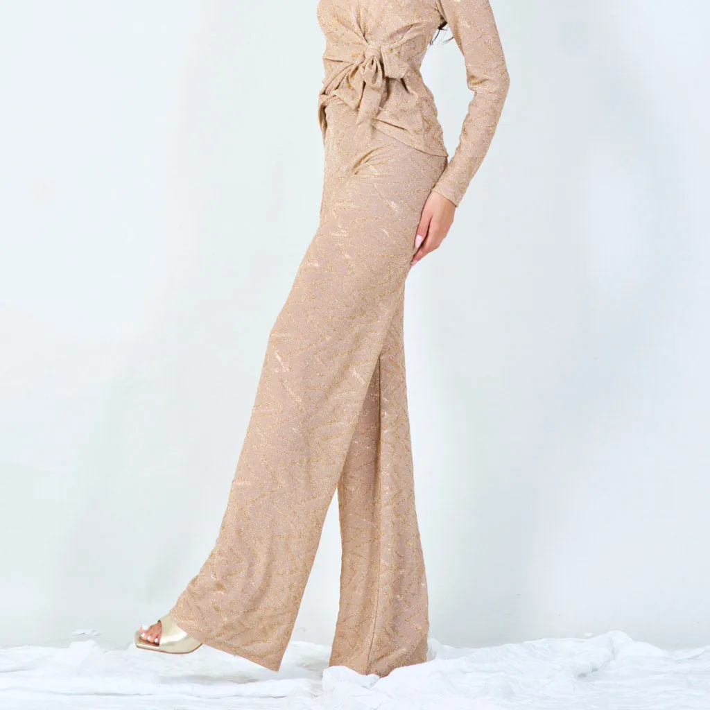 Glitter zigzag wide-leg pants wholesale
