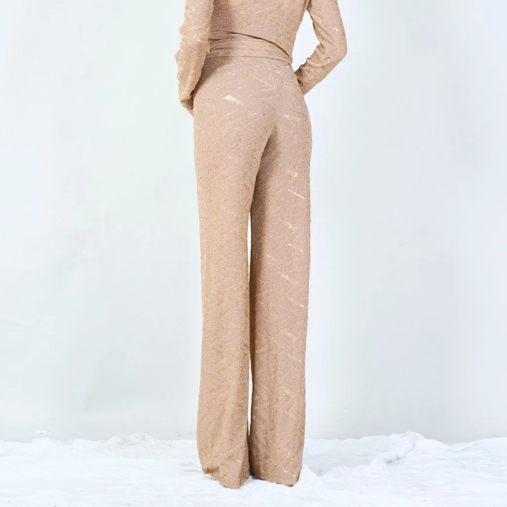 Glitter zigzag wide-leg pants wholesale