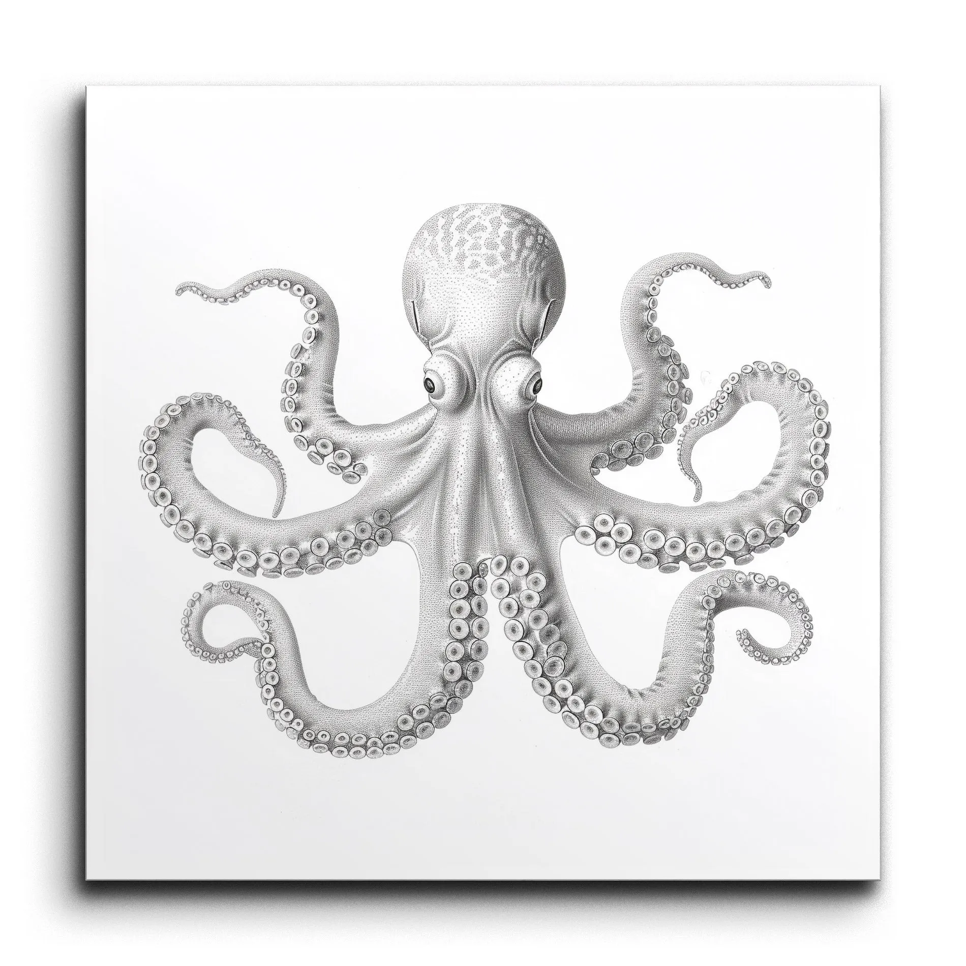 Graceful Gray Octopus: Marine Life Art