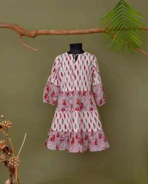 Grey and Pink Tiered Dress