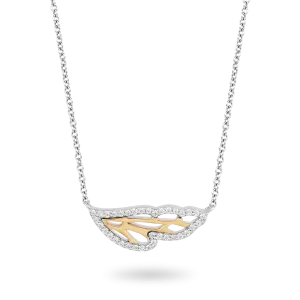 Hallmark Fine Jewelry Diamond Edge Wild Wing Necklace in 14K Yellow Gold & Sterling Silver
