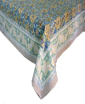 Hand Block Print India Table Cloth 60 x 90 Inches 100% Cotton Table Cover Floral Print
