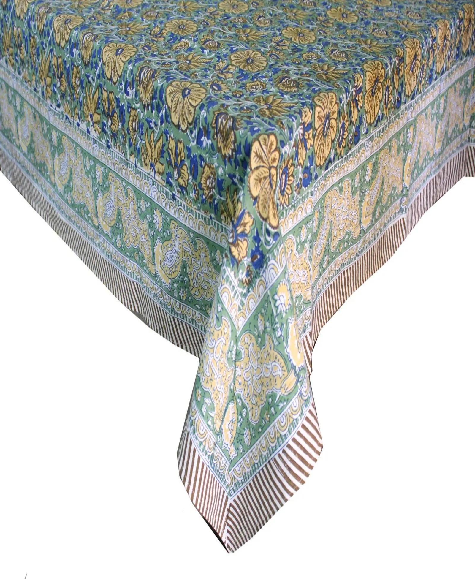 Hand Block Print India Table Cloth 60 x 90 Inches 100% Cotton Table Cover Floral Print