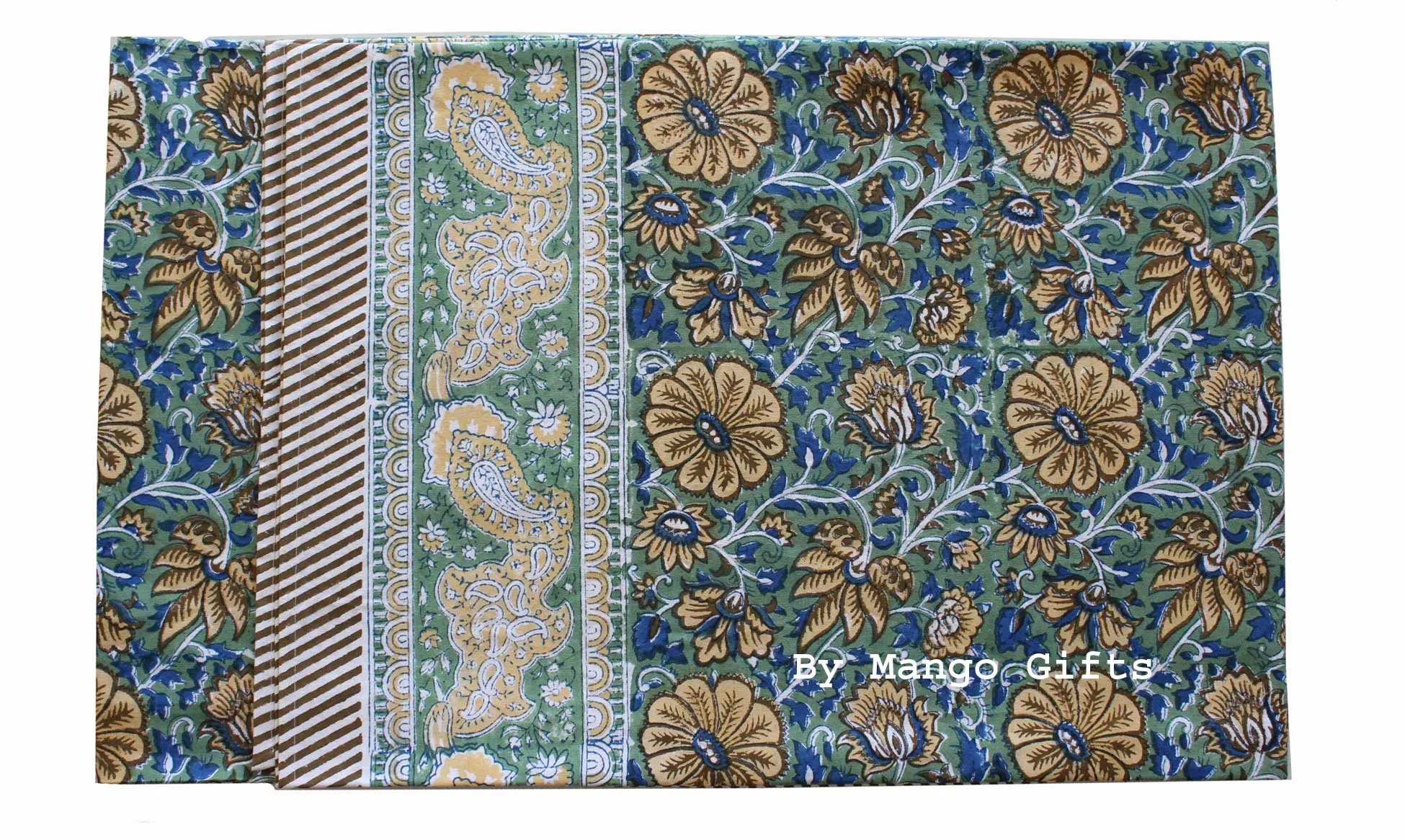 Hand Block Print India Table Cloth 60 x 90 Inches 100% Cotton Table Cover Floral Print