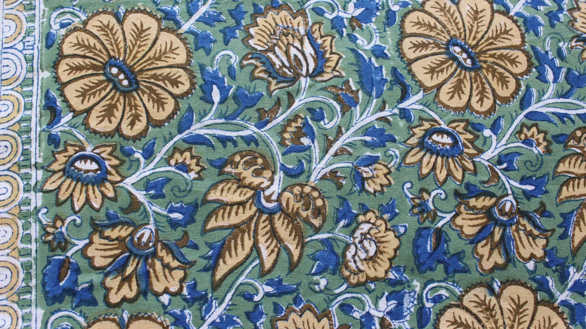 Hand Block Print India Table Cloth 60 x 90 Inches 100% Cotton Table Cover Floral Print