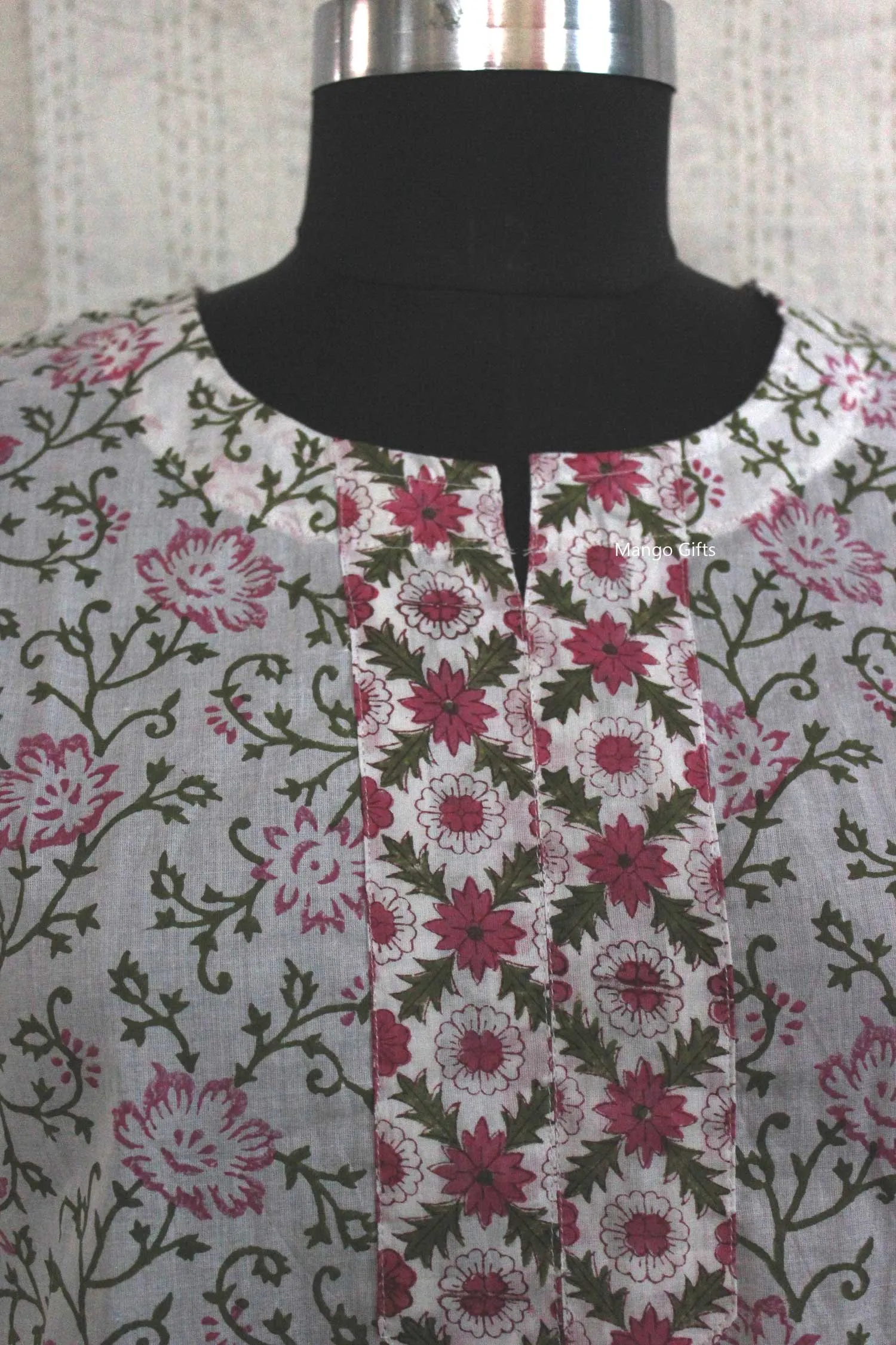 Indian 100%Cotton Hand Block Printed Tunics Tops Indian Kurti Women Summer Fashion Wear V-Neck Casual Tops