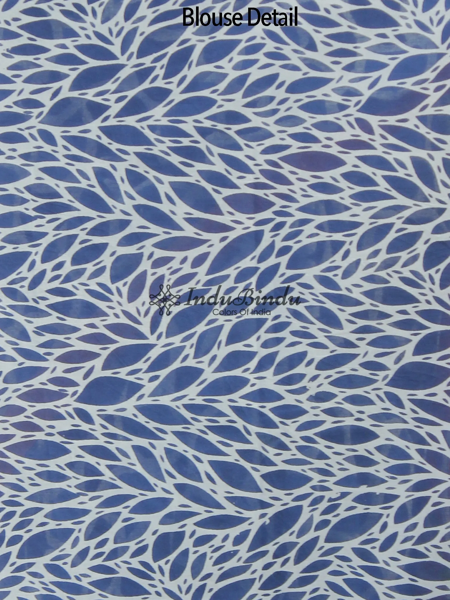 Indigo Blue White Hand Block Printed Cotton Saree In Natural Colors - S031702360