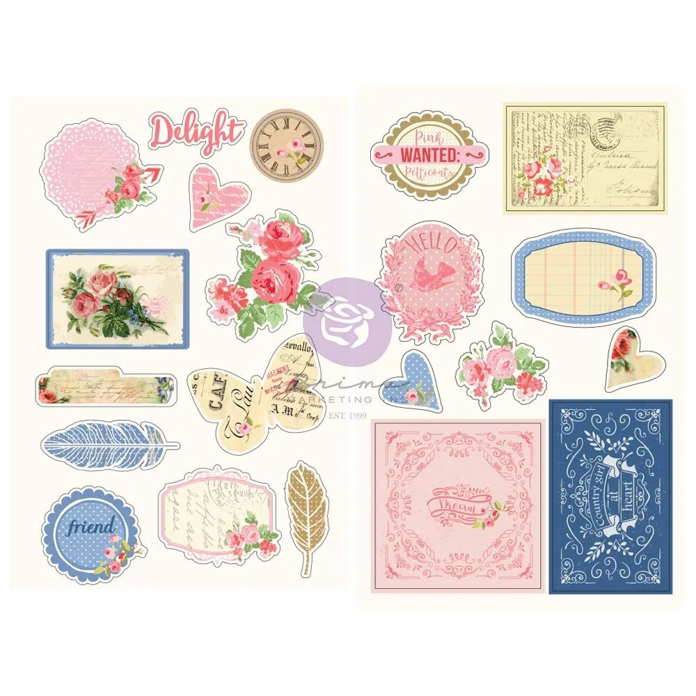 Julie Nutting Frayed Denim Chipboard Stickers 21/Pkg*