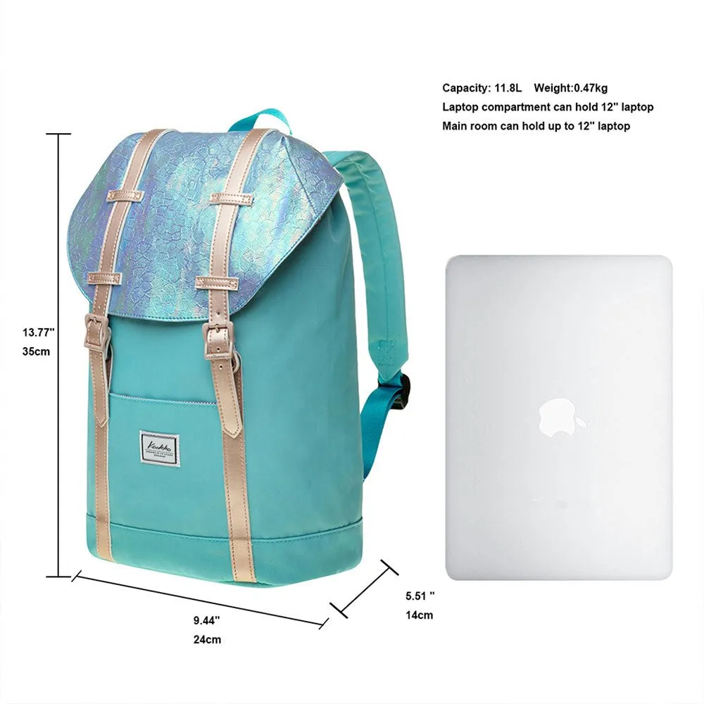 KAUKKO Travel Casual Rucksack Laptop Daypack, EP6-11 ( Blue Green / 11.8L )