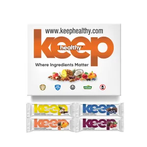 Keep Healthy Chocolate Covered Fruit & Nut Bar Variety Pack - 16 Individually Wrapped Bar Sampler Variety Pack
