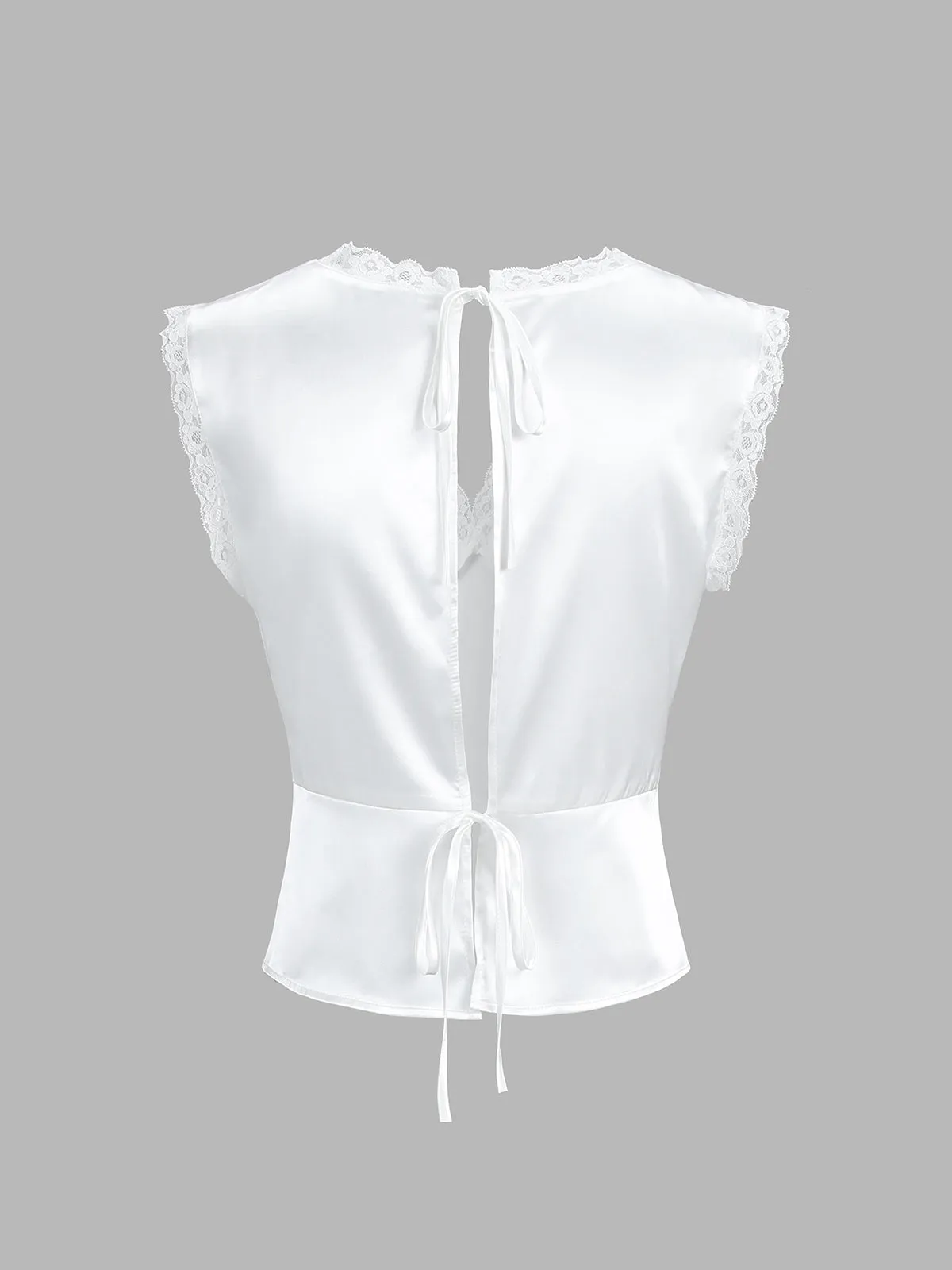 Lace Trim Graceful Satin Skirt Set