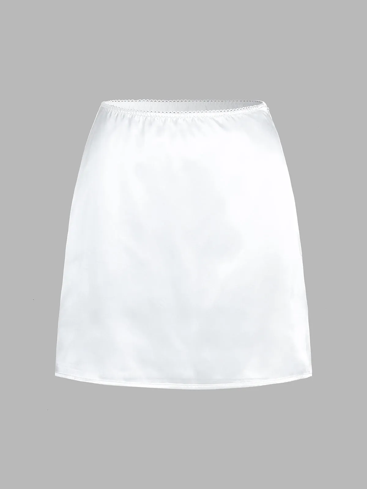 Lace Trim Graceful Satin Skirt Set