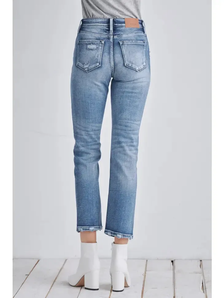 Ladies Artemis Vintage High Rise Stretch Distressed Ankle Straight Jean - AT1088STM