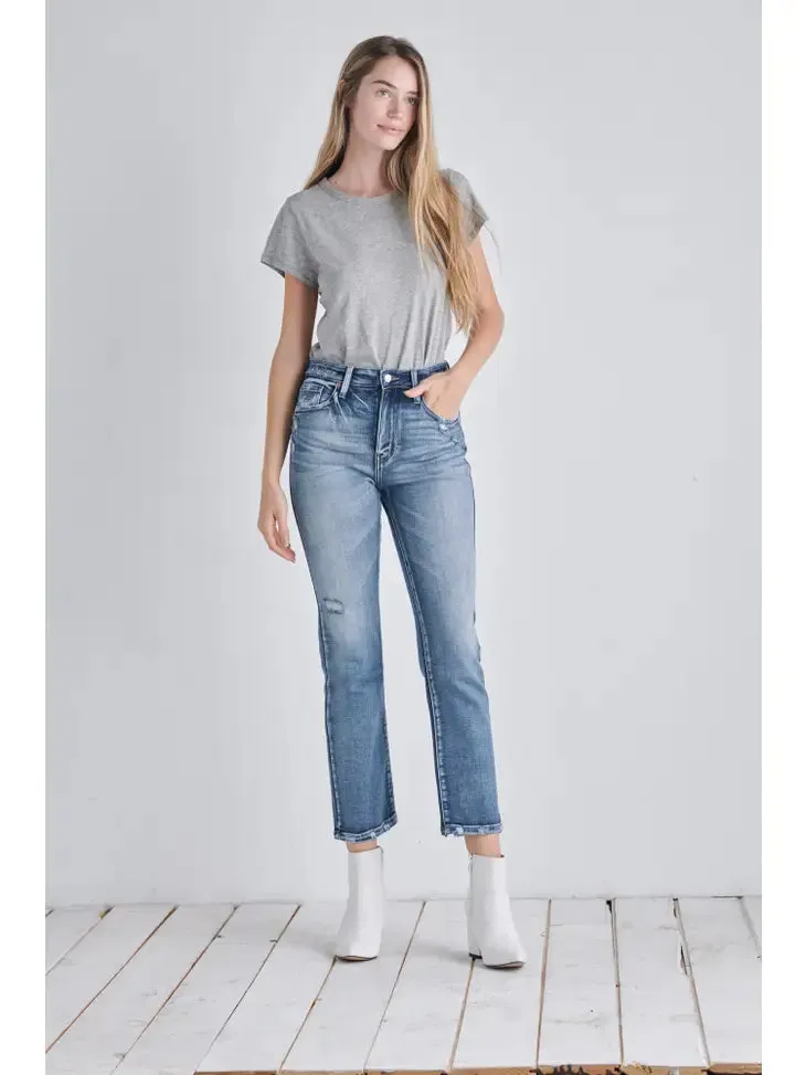 Ladies Artemis Vintage High Rise Stretch Distressed Ankle Straight Jean - AT1088STM