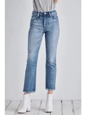 Ladies Artemis Vintage High Rise Stretch Distressed Ankle Straight Jean - AT1088STM