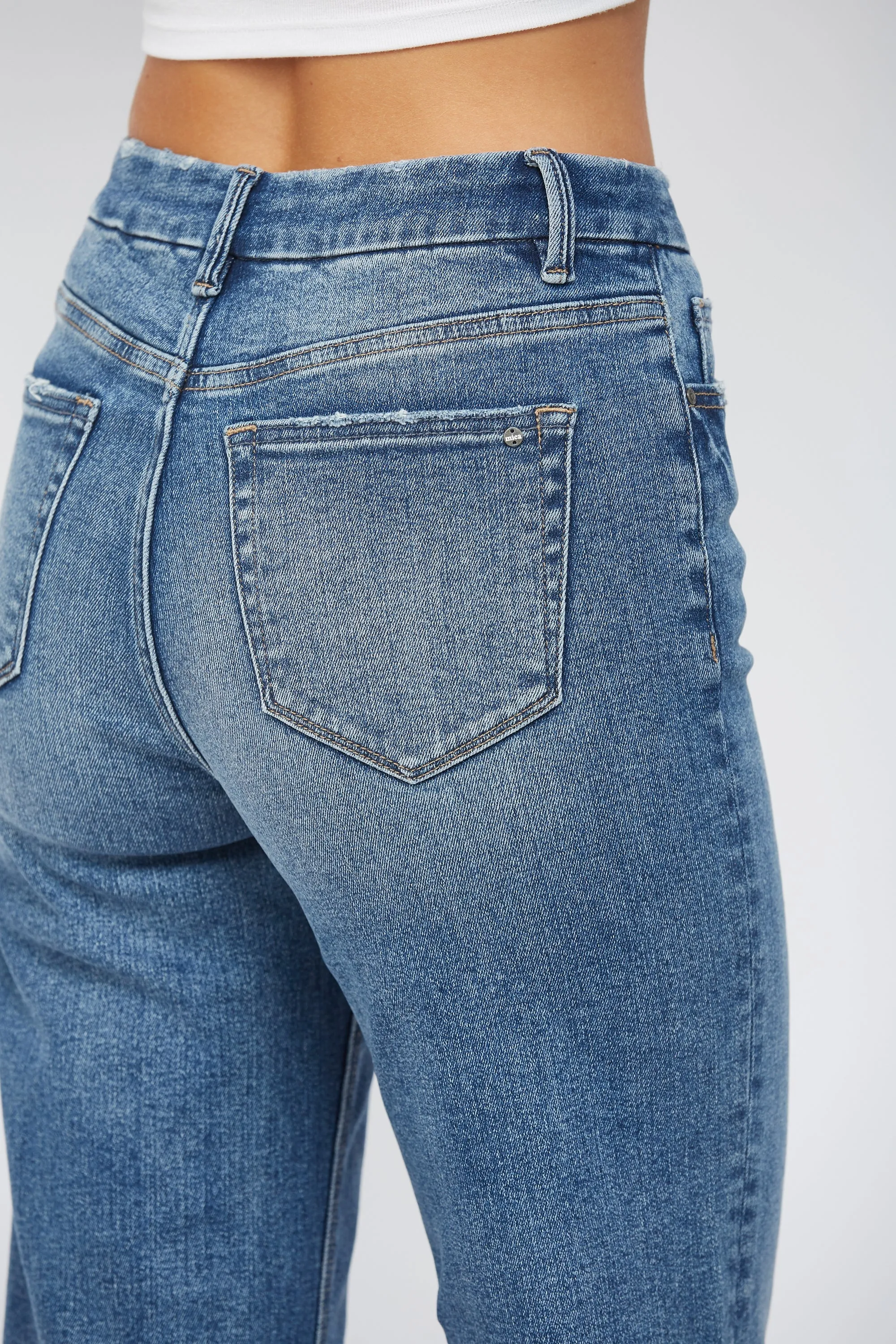 Ladies Mica Denim Super High Wide Leg in Blue Jay - MDE-W182M