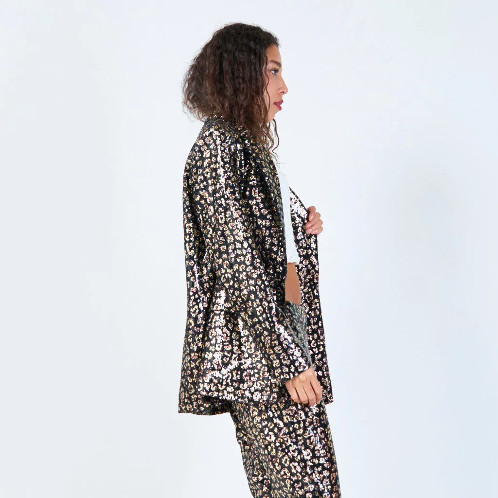 Laminated Leopard Print Blazer wholesale