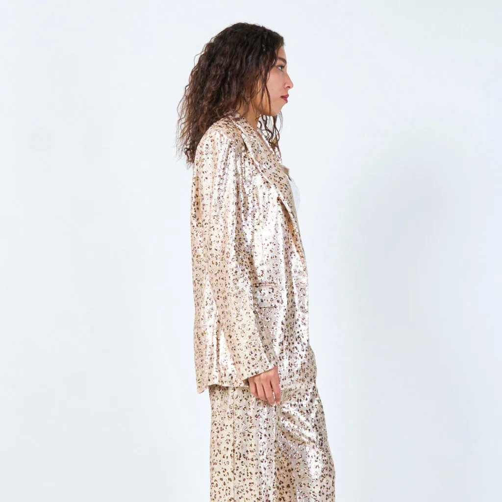 Laminated Leopard Print Blazer wholesale