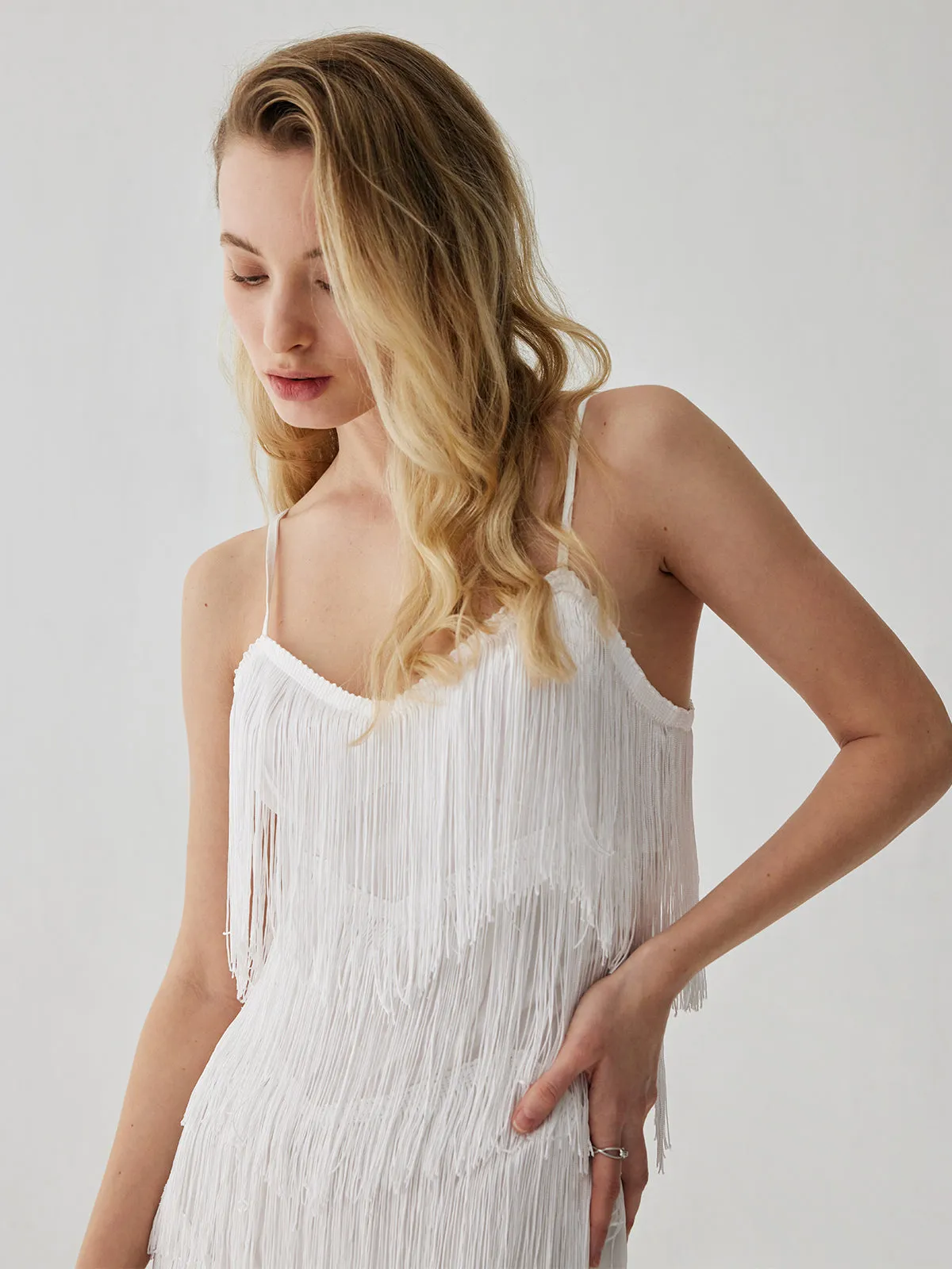 Layered Tassel Graceful Mini Cami Dress