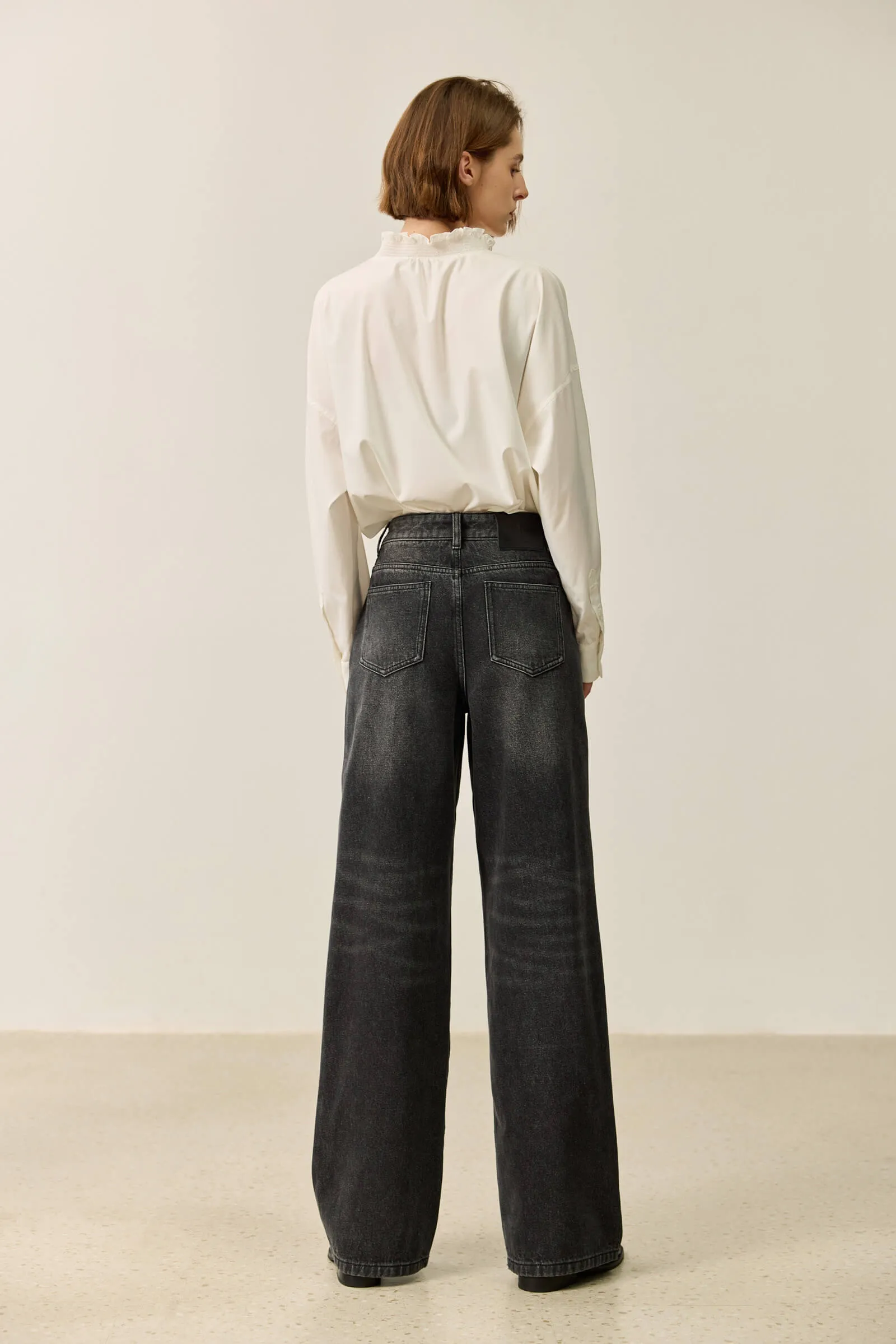 LILY Vintage Mid-High Waist Cotton Cropped Jeans