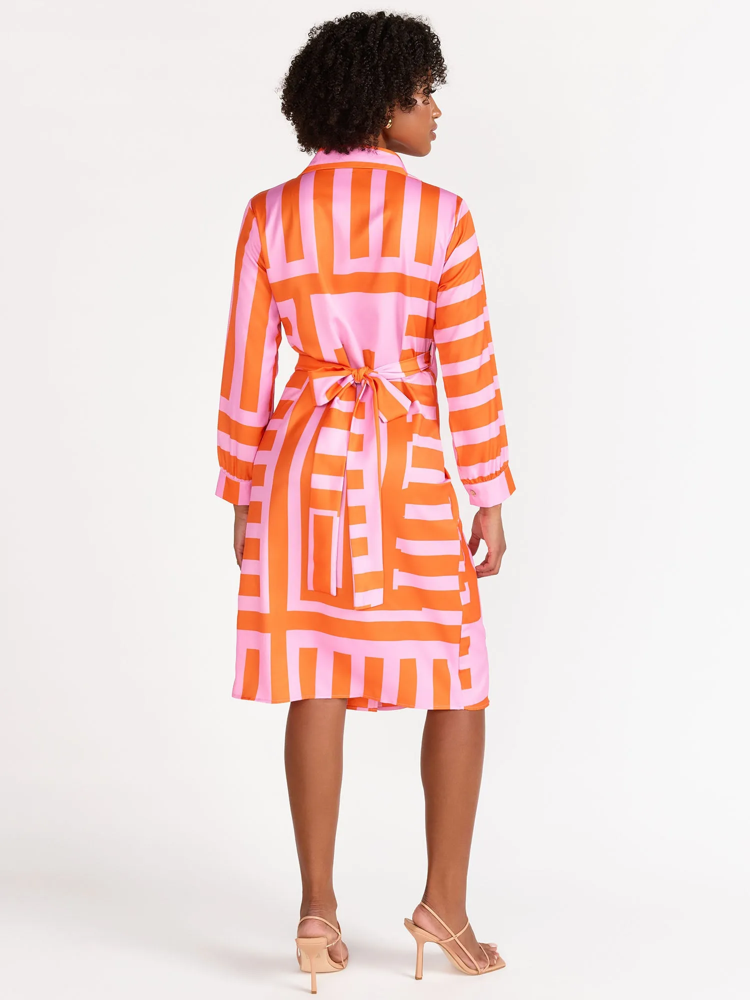 Long-Sleeve Geo Stripe Wrap Dress - Dreamer