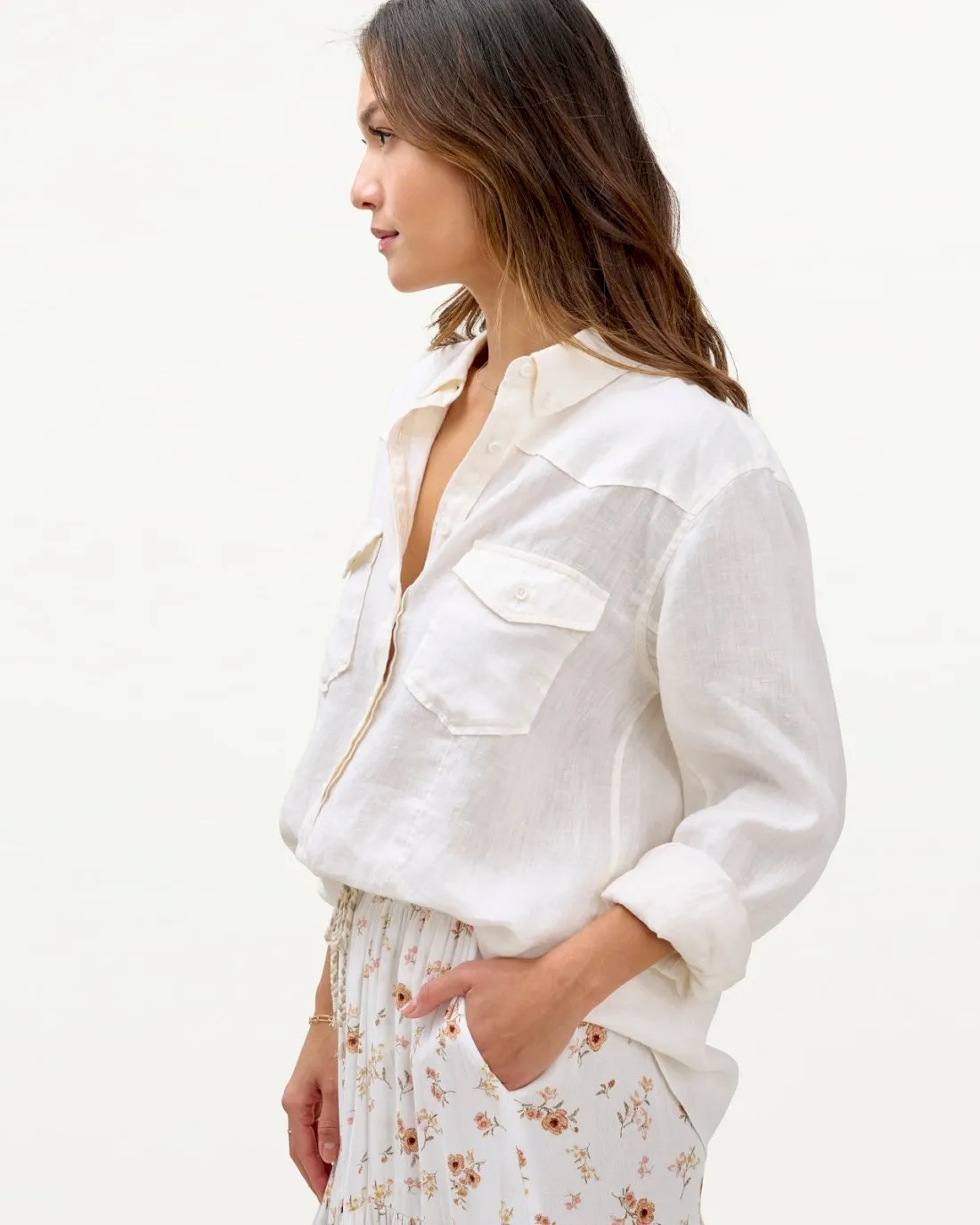 Mary Lawless Lee x Splendid Linen Western Shirt