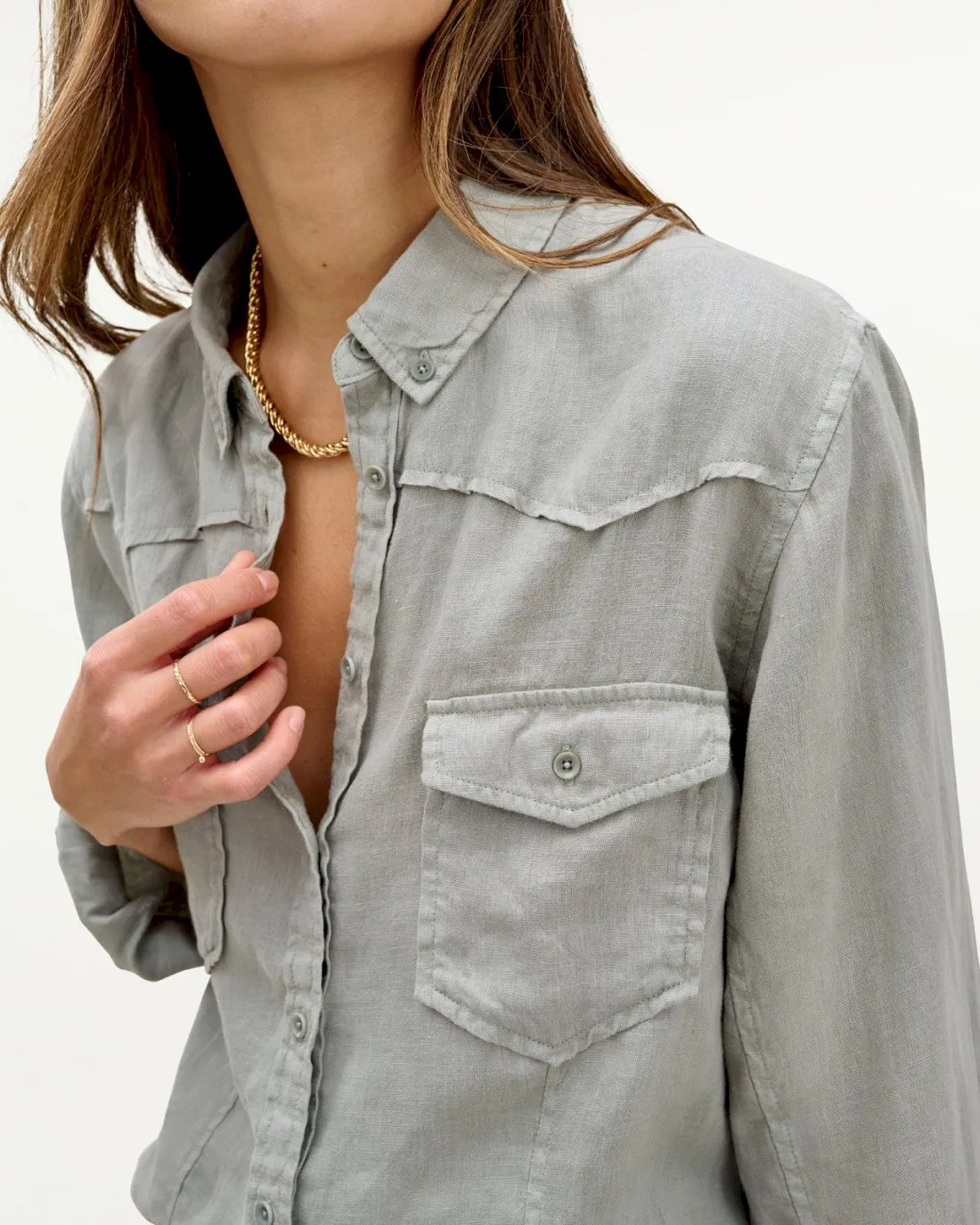 Mary Lawless Lee x Splendid Linen Western Shirt