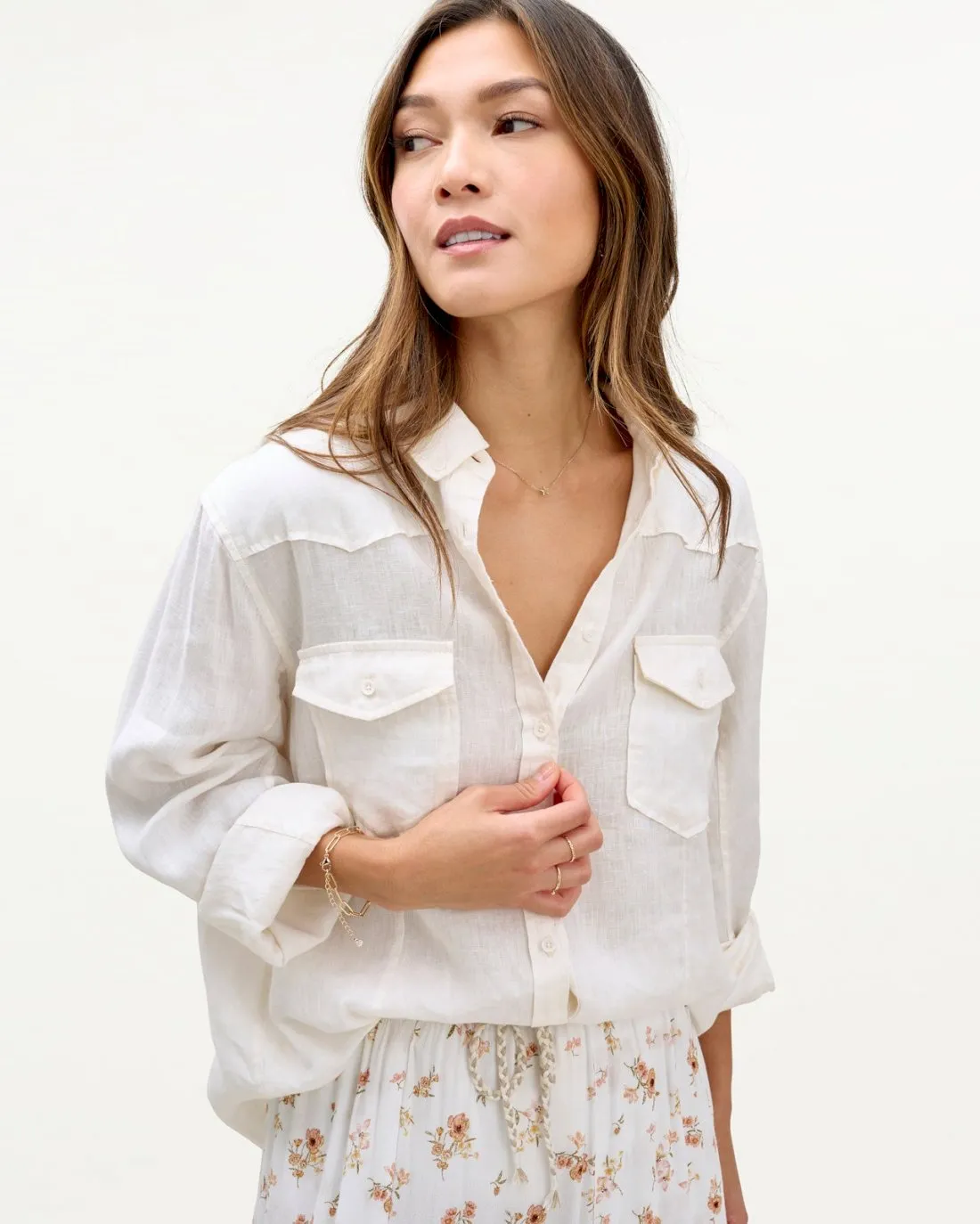 Mary Lawless Lee x Splendid Linen Western Shirt