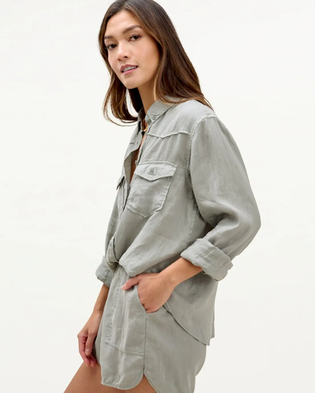 Mary Lawless Lee x Splendid Linen Western Shirt
