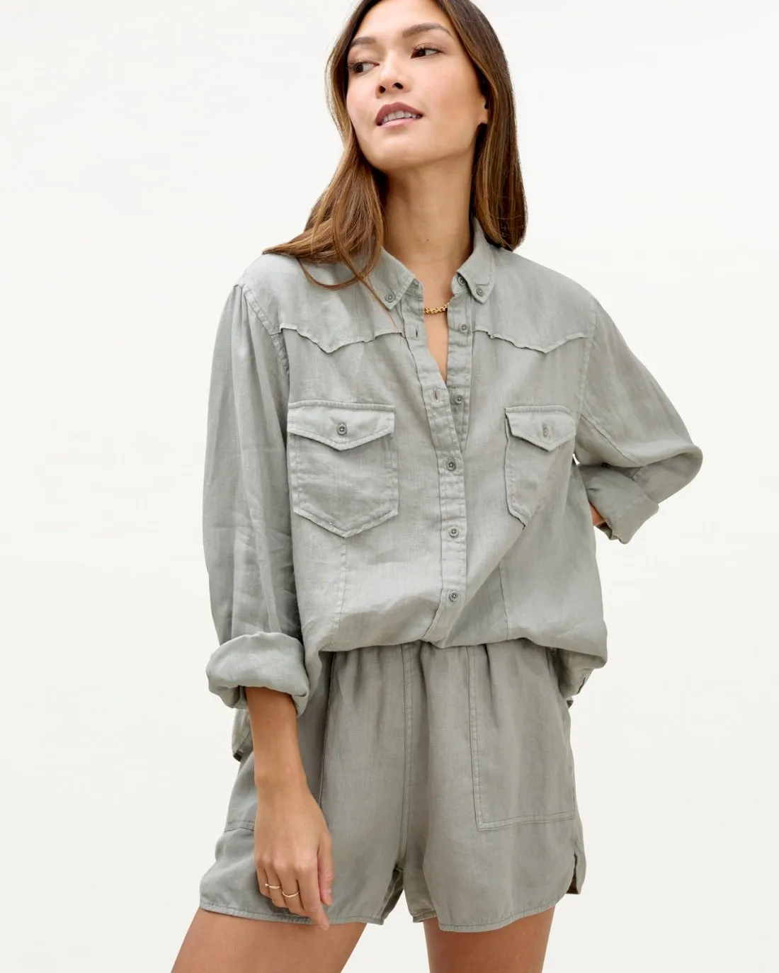 Mary Lawless Lee x Splendid Linen Western Shirt