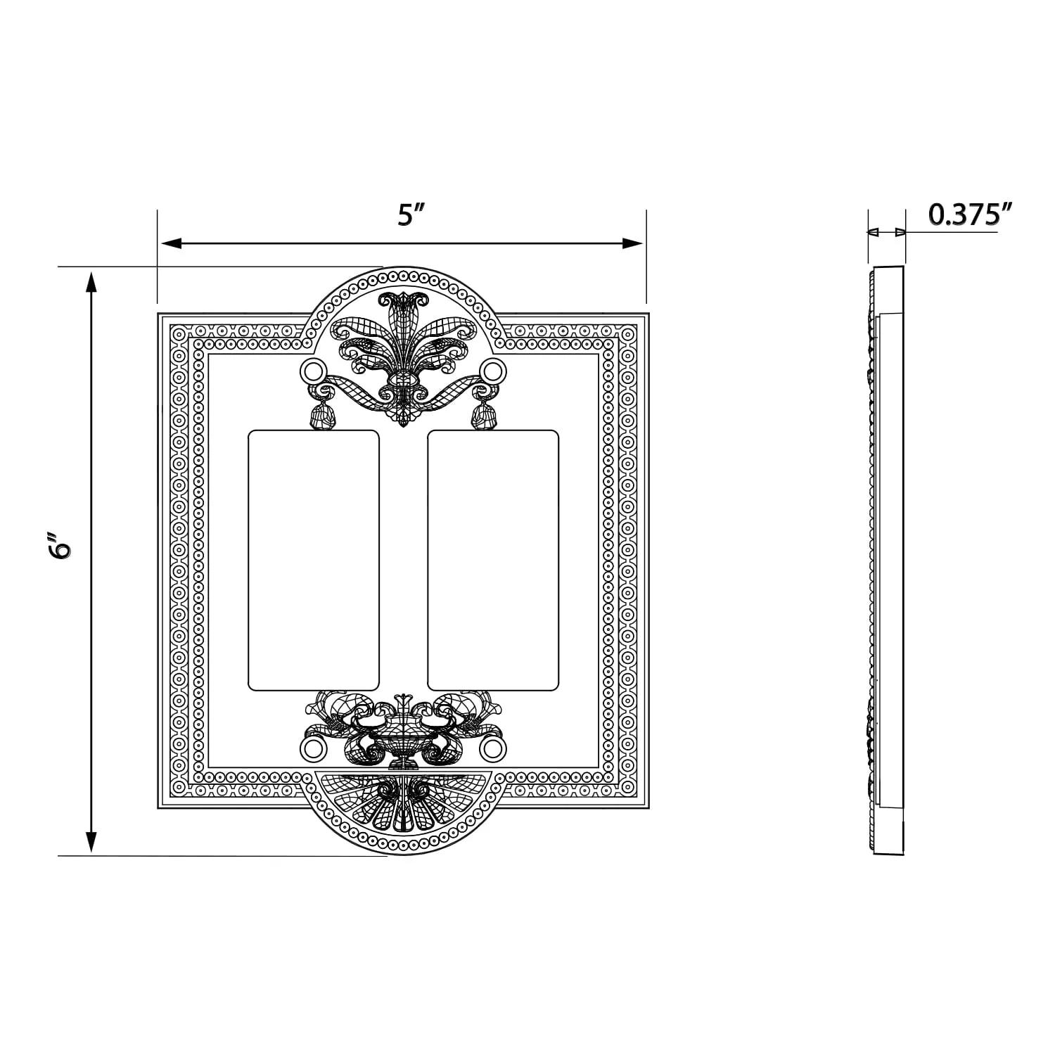 Meadows Switch Plate with Double Rocker in Satin Nickel
