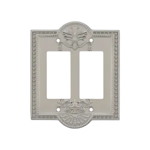 Meadows Switch Plate with Double Rocker in Satin Nickel
