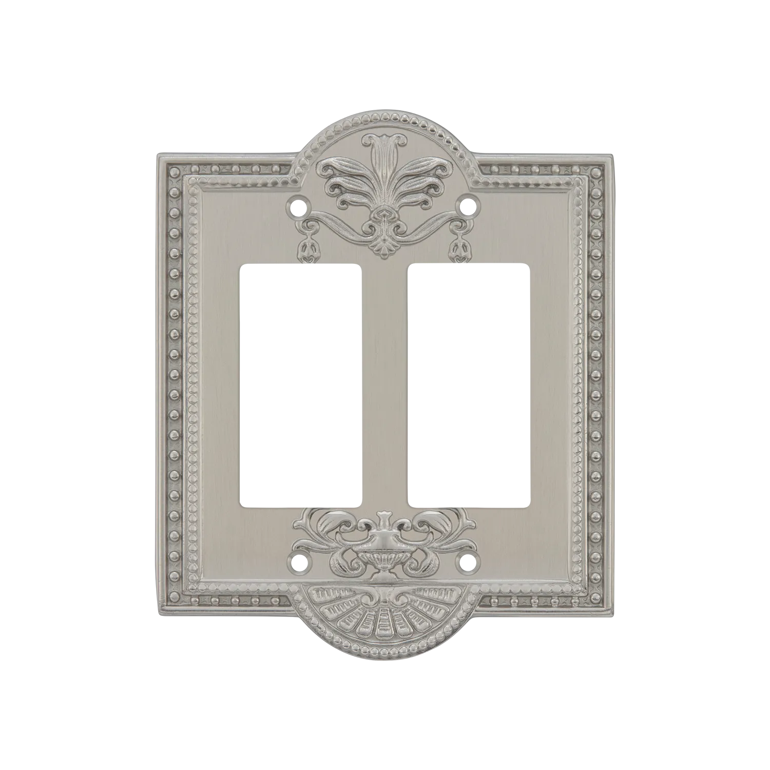 Meadows Switch Plate with Double Rocker in Satin Nickel