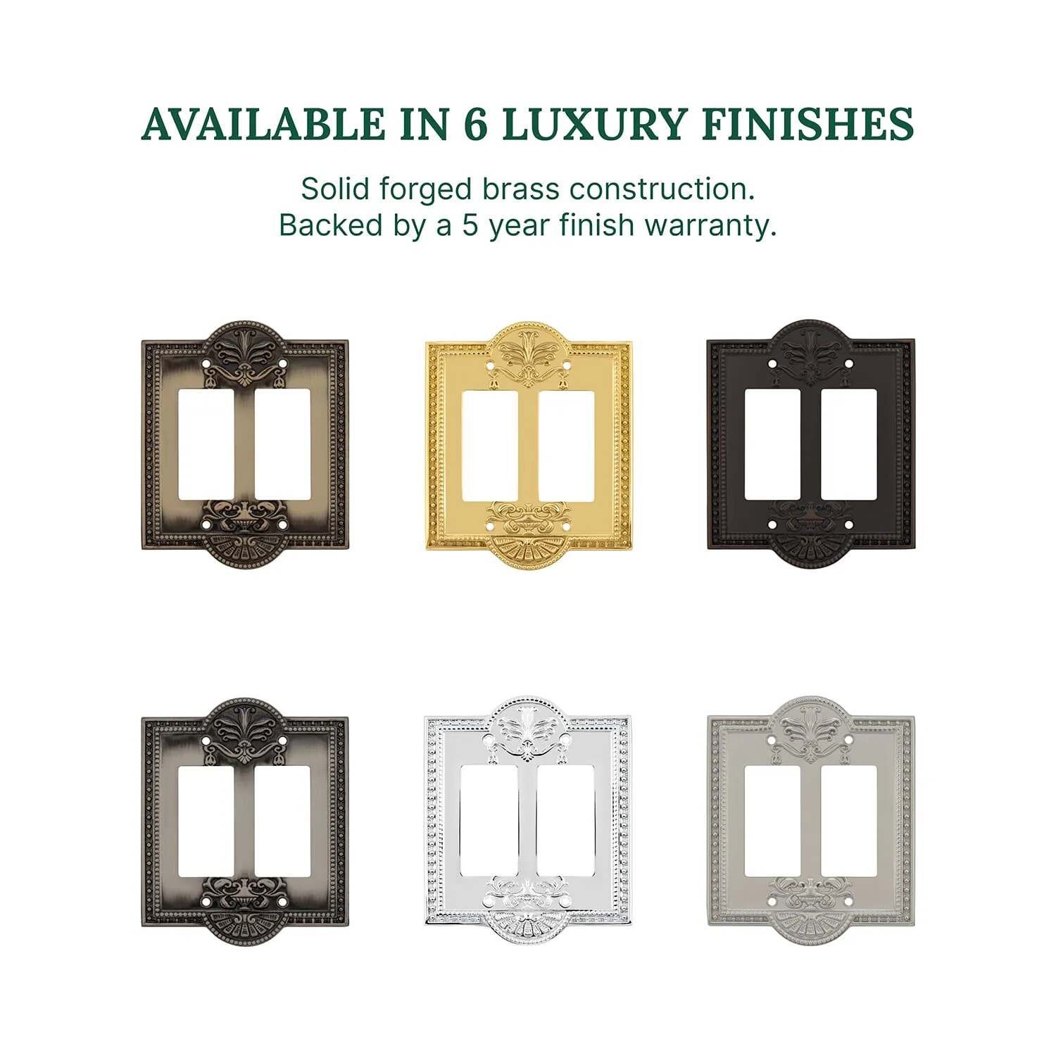 Meadows Switch Plate with Double Rocker in Satin Nickel